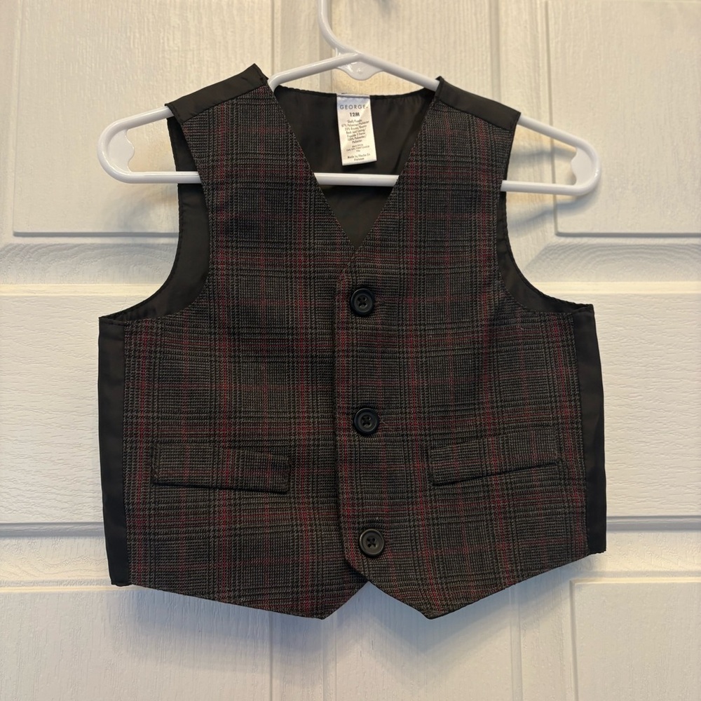 George Black & Red Formal Vest w/ V-neck boys size 12 months